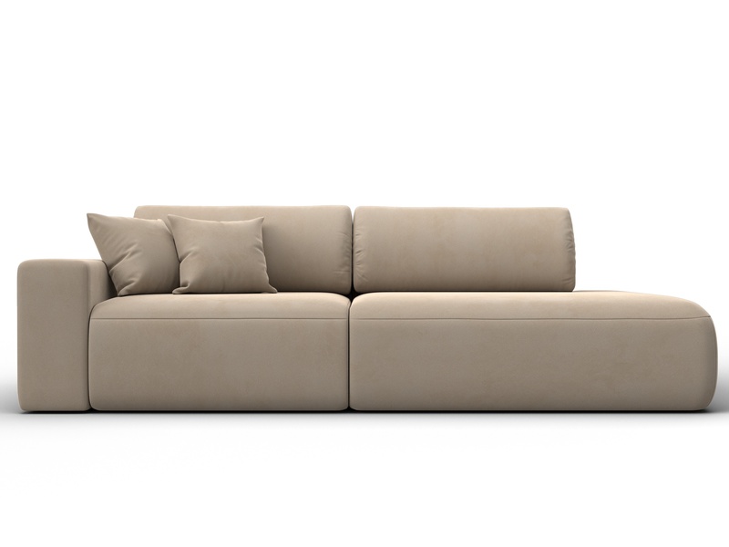 Диван прямой Лига-036 НПБ Модерн подлокотник слева, Велюр, SEVEN 729 бежевый