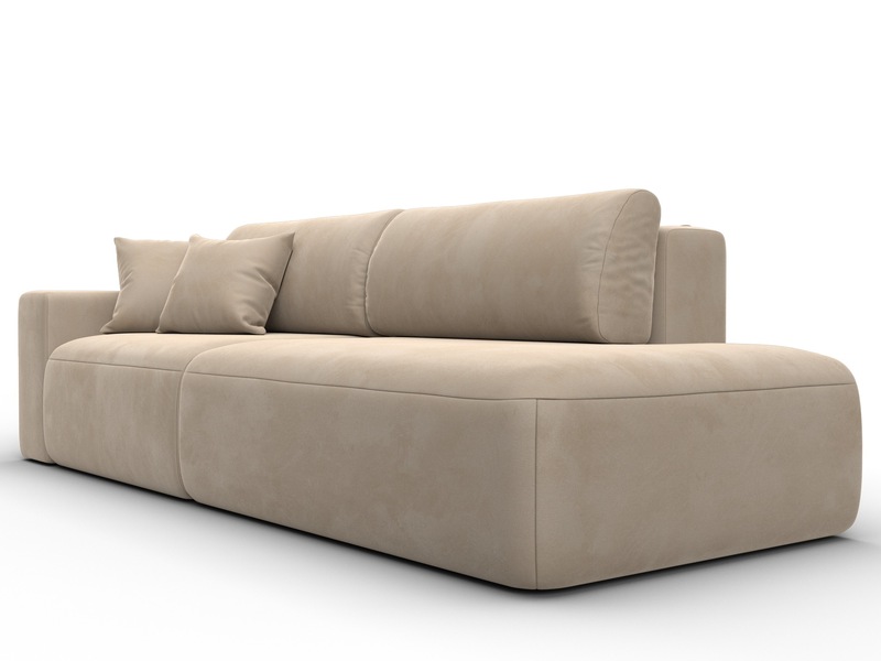 Диван прямой Лига-036 НПБ Модерн подлокотник слева, Велюр, SEVEN 729 бежевый