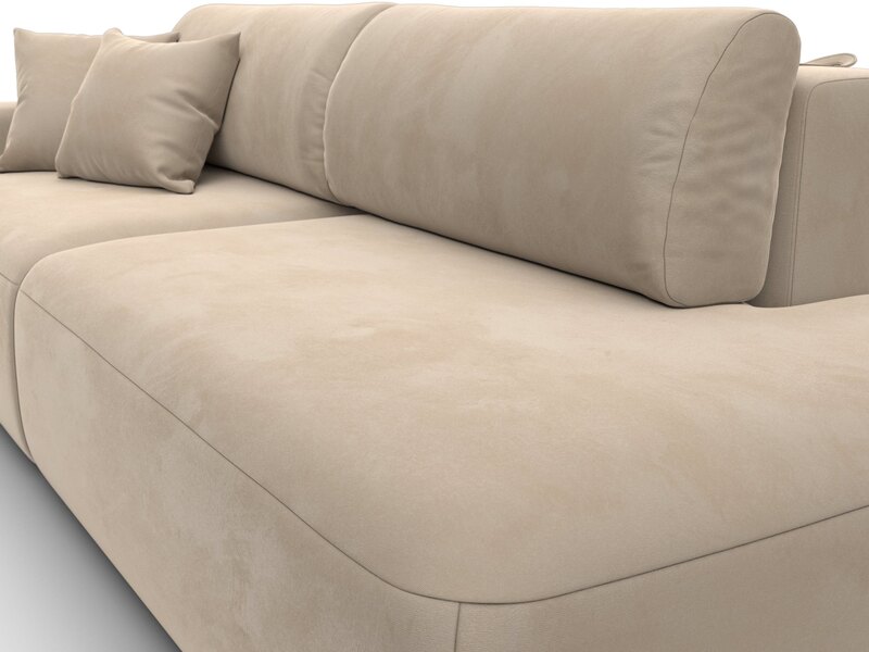 Диван прямой Лига-036 НПБ Модерн подлокотник слева, Велюр, SEVEN 729 бежевый