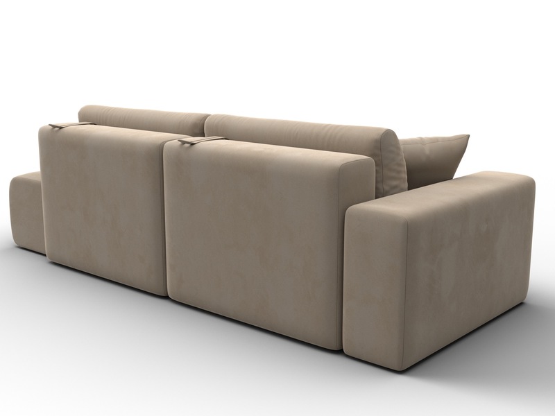 Диван прямой Лига-036 НПБ Модерн подлокотник слева, Велюр, SEVEN 729 бежевый