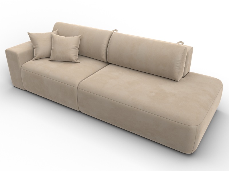 Диван прямой Лига-036 НПБ Модерн подлокотник слева, Велюр, SEVEN 729 бежевый