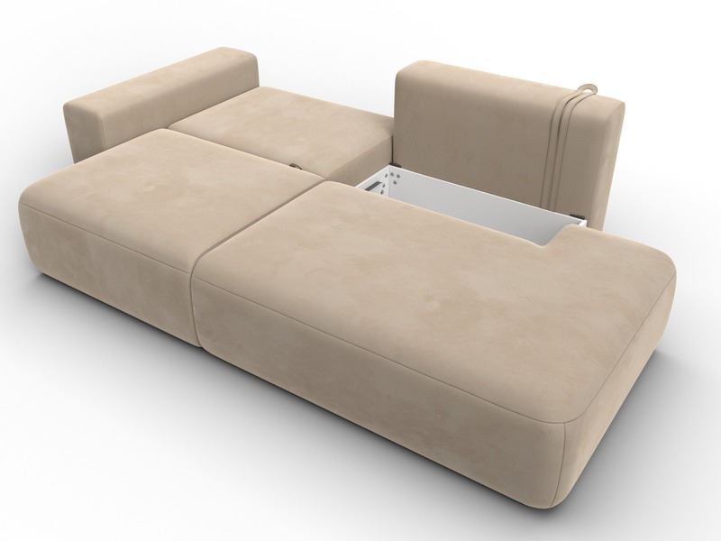 Диван прямой Лига-036 НПБ Модерн подлокотник слева, Велюр, SEVEN 729 бежевый