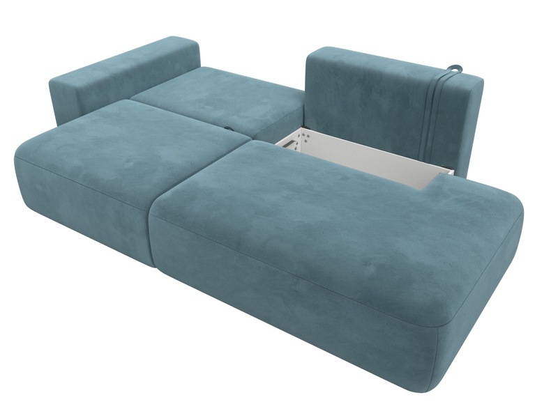 Диван прямой Лига-036 НПБ Модерн подлокотник слева, Велюр, SEVEN 113 бирюзовый