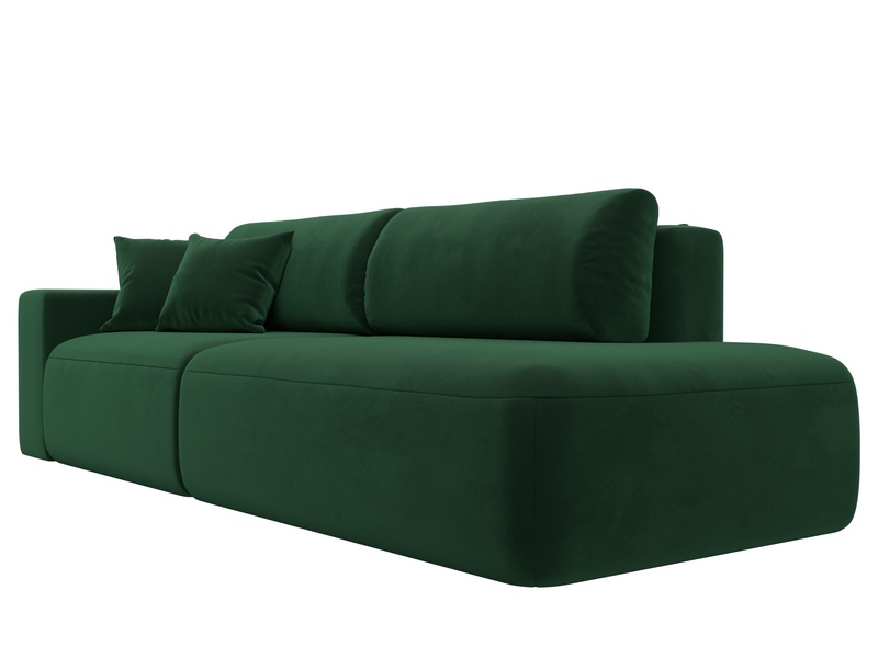 Диван прямой Лига-036 НПБ Модерн подлокотник слева, Велюр, SEVEN 626 зеленый