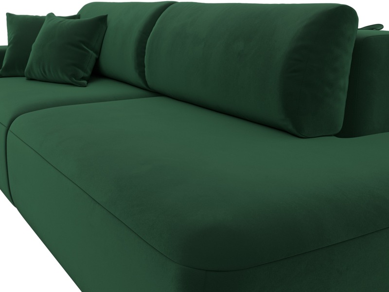 Диван прямой Лига-036 НПБ Модерн подлокотник слева, Велюр, SEVEN 626 зеленый