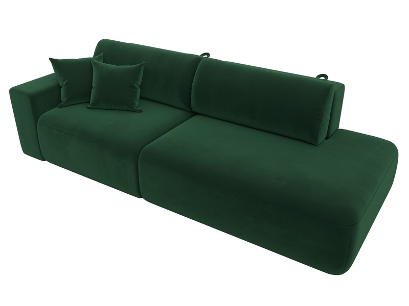 Диван прямой Лига-036 НПБ Модерн подлокотник слева, Велюр, SEVEN 626 зеленый