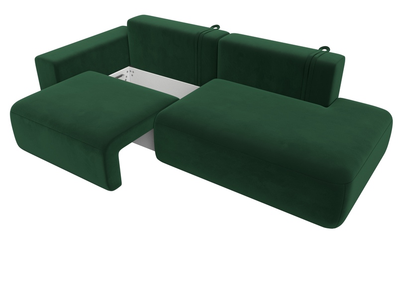 Диван прямой Лига-036 НПБ Модерн подлокотник слева, Велюр, SEVEN 626 зеленый