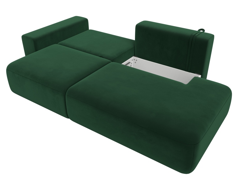 Диван прямой Лига-036 НПБ Модерн подлокотник слева, Велюр, SEVEN 626 зеленый