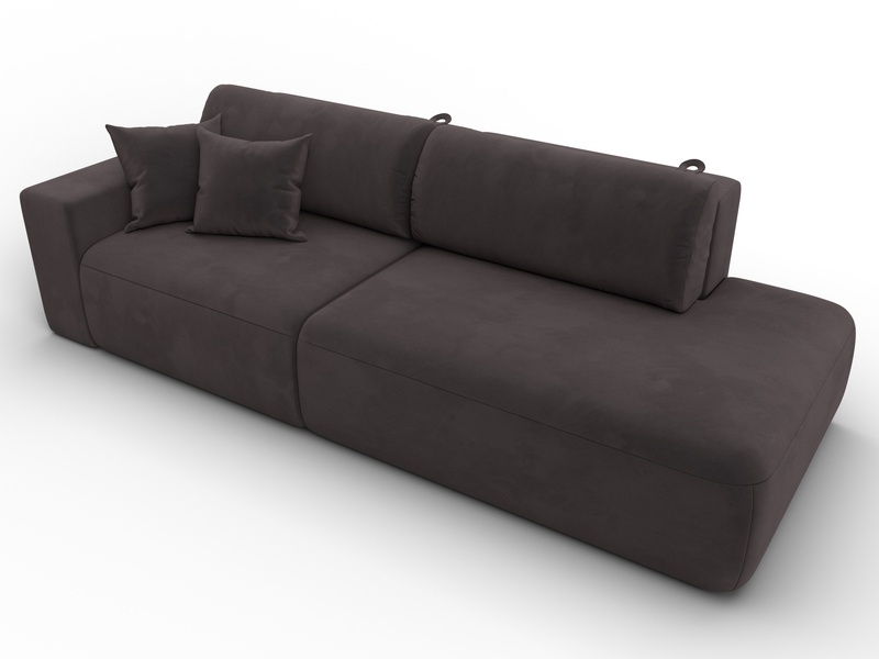 Диван прямой Лига-036 НПБ Модерн подлокотник слева, Велюр, SEVEN 727 коричневый