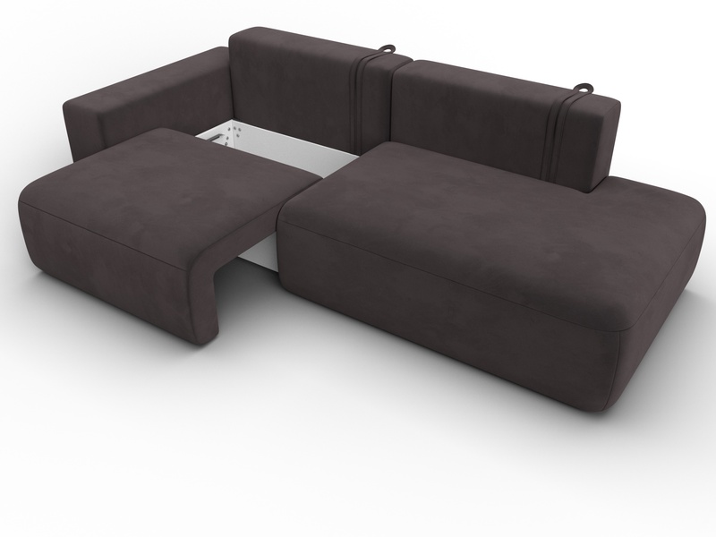 Диван прямой Лига-036 НПБ Модерн подлокотник слева, Велюр, SEVEN 727 коричневый