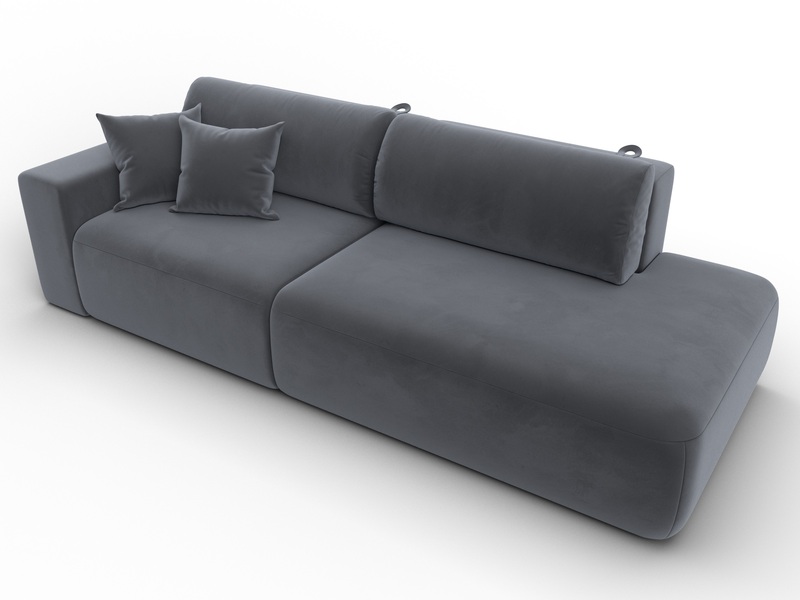 Диван прямой Лига-036 НПБ Модерн подлокотник слева, Велюр, SEVEN 17 серый