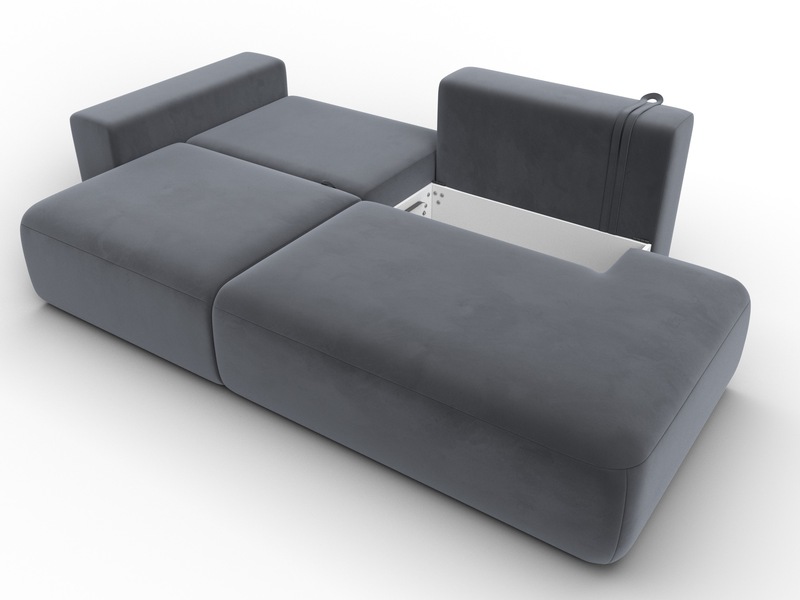 Диван прямой Лига-036 НПБ Модерн подлокотник слева, Велюр, SEVEN 17 серый