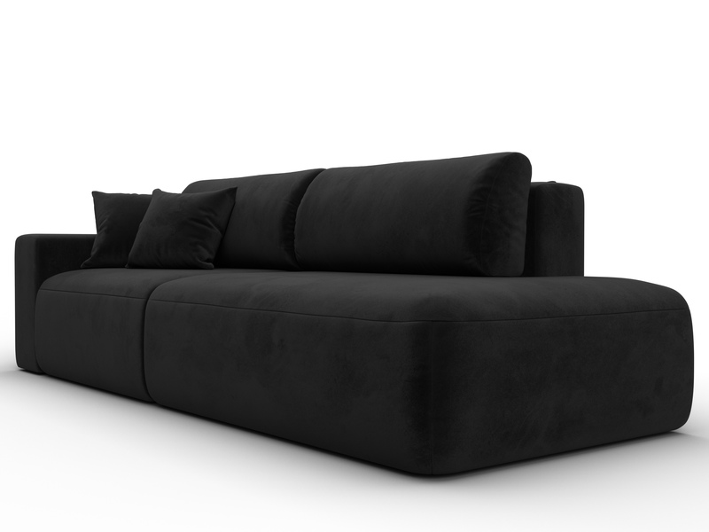 Диван прямой Лига-036 НПБ Модерн подлокотник слева, Велюр, SEVEN 35 черный