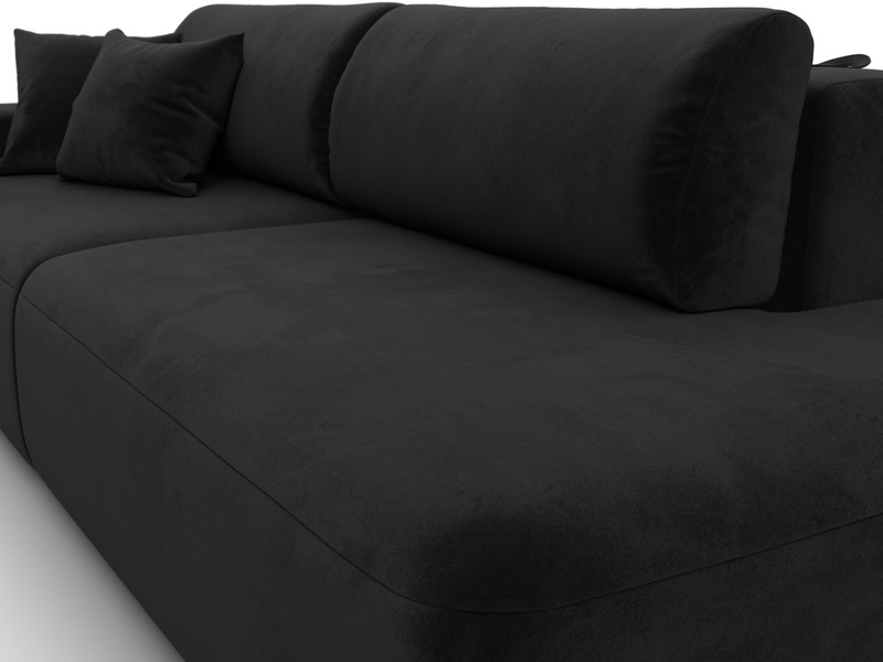 Диван прямой Лига-036 НПБ Модерн подлокотник слева, Велюр, SEVEN 35 черный