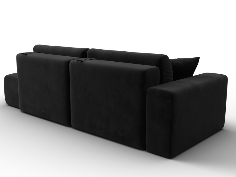 Диван прямой Лига-036 НПБ Модерн подлокотник слева, Велюр, SEVEN 35 черный