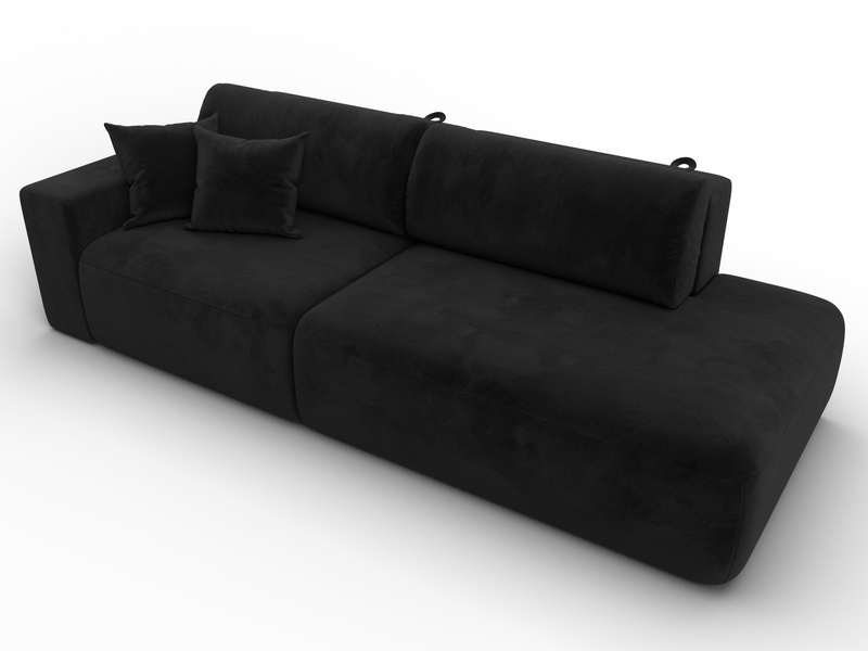 Диван прямой Лига-036 НПБ Модерн подлокотник слева, Велюр, SEVEN 35 черный