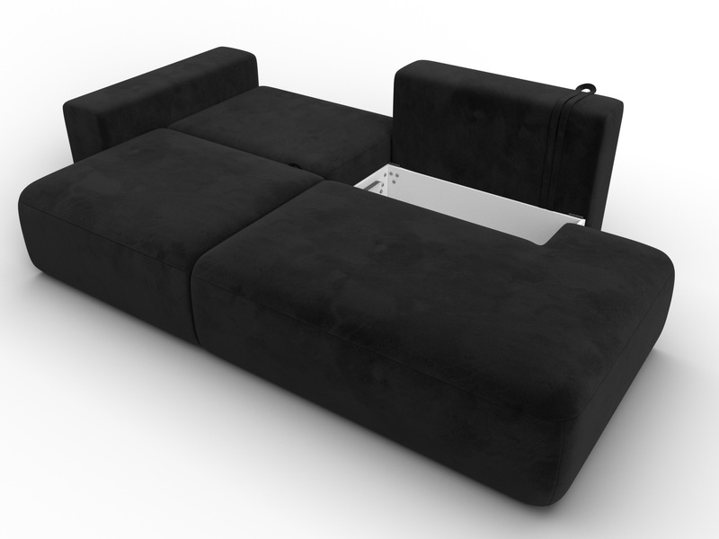 Диван прямой Лига-036 НПБ Модерн подлокотник слева, Велюр, SEVEN 35 черный