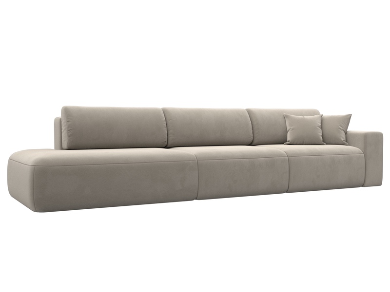 Диван прямой Лига-036 НПБ Модерн Лонг подлокотник справа, Микровельвет, Бежевый