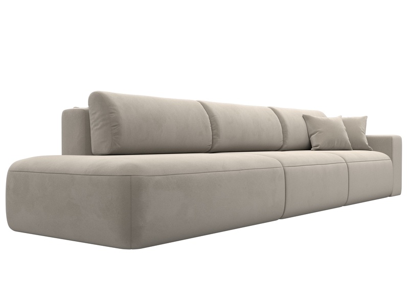 Диван прямой Лига-036 НПБ Модерн Лонг подлокотник справа, Микровельвет, Бежевый