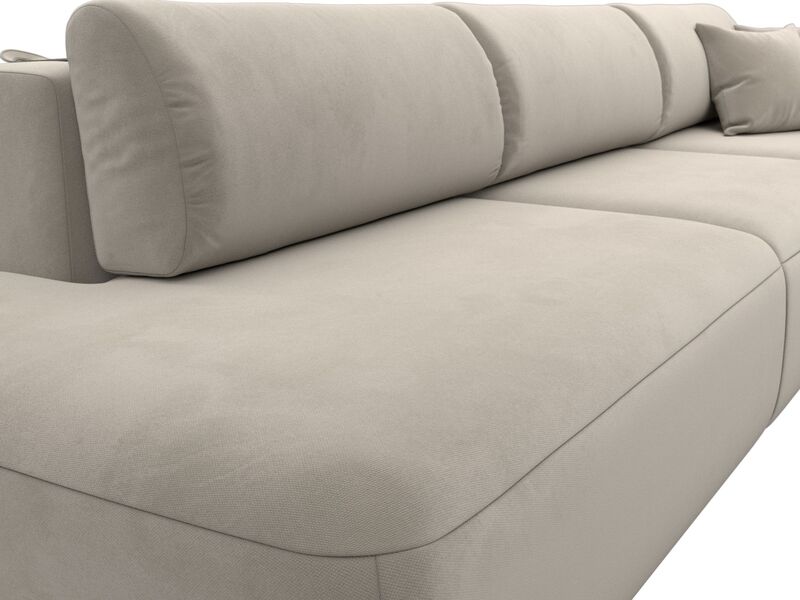 Диван прямой Лига-036 НПБ Модерн Лонг подлокотник справа, Микровельвет, Бежевый