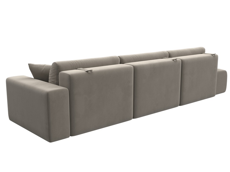 Диван прямой Лига-036 НПБ Модерн Лонг подлокотник справа, Микровельвет, Бежевый