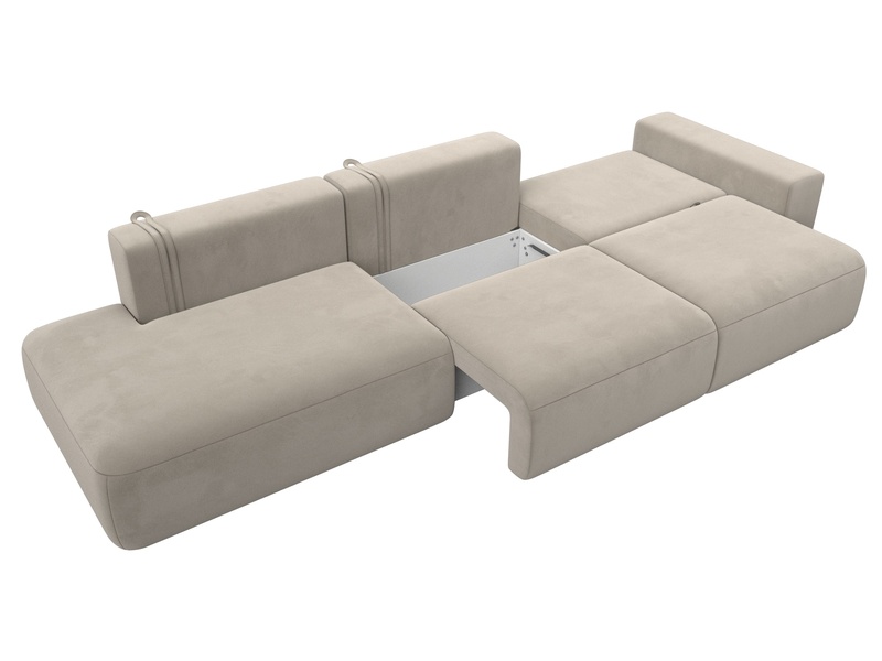 Диван прямой Лига-036 НПБ Модерн Лонг подлокотник справа, Микровельвет, Бежевый