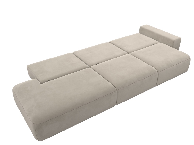 Диван прямой Лига-036 НПБ Модерн Лонг подлокотник справа, Микровельвет, Бежевый