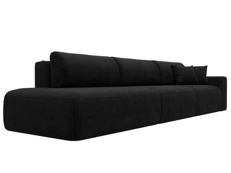 Диван прямой Лига-036 НПБ Модерн Лонг подлокотник справа, Микровельвет, Черный