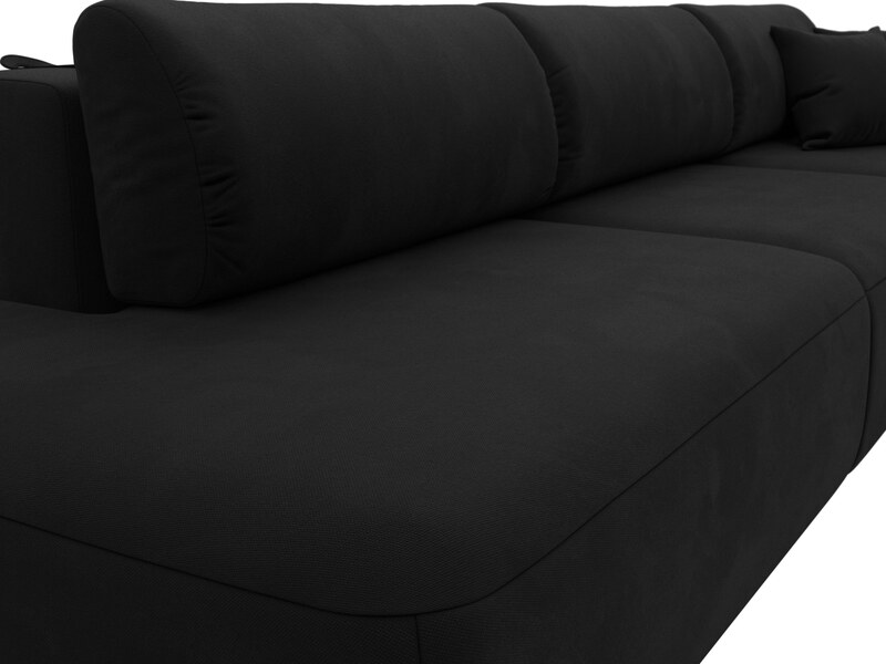 Диван прямой Лига-036 НПБ Модерн Лонг подлокотник справа, Микровельвет, Черный