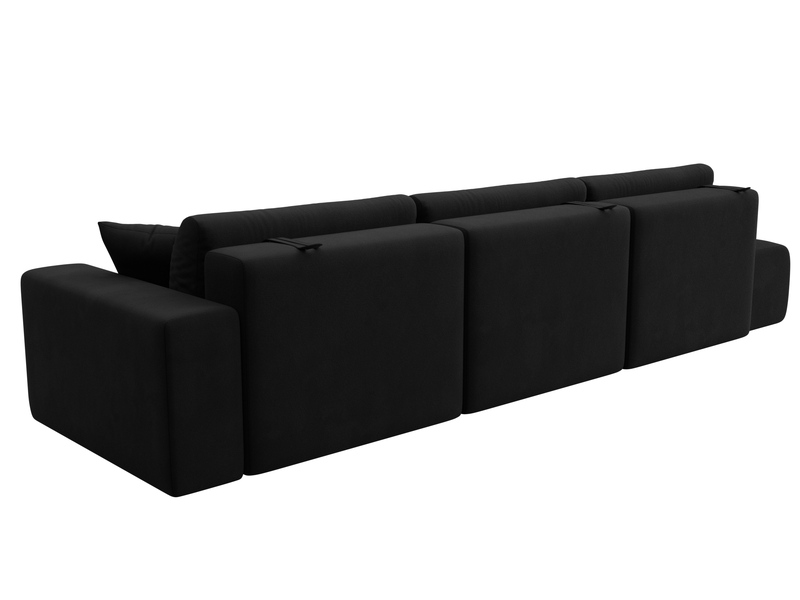 Диван прямой Лига-036 НПБ Модерн Лонг подлокотник справа, Микровельвет, Черный