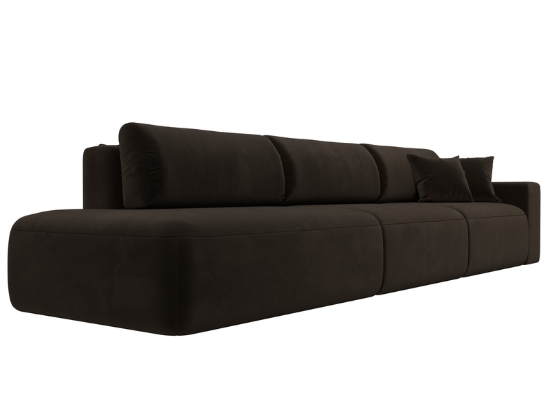 Диван прямой Лига-036 НПБ Модерн Лонг подлокотник справа, Микровельвет, Коричневый