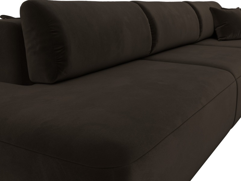 Диван прямой Лига-036 НПБ Модерн Лонг подлокотник справа, Микровельвет, Коричневый