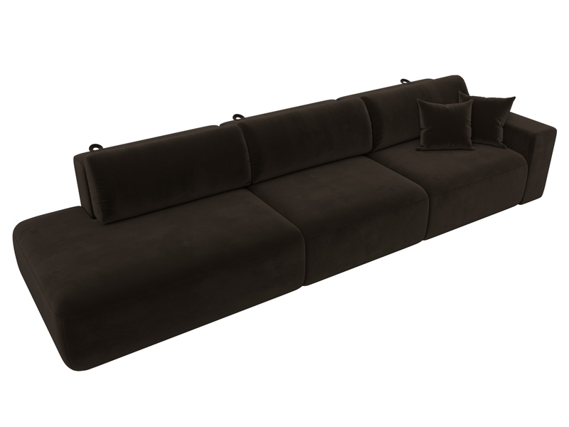 Диван прямой Лига-036 НПБ Модерн Лонг подлокотник справа, Микровельвет, Коричневый