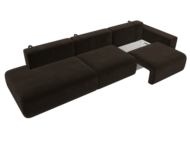 Диван прямой Лига-036 НПБ Модерн Лонг подлокотник справа, Микровельвет, Коричневый