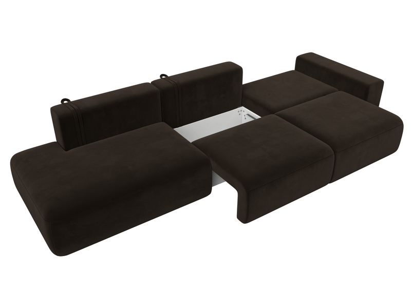 Диван прямой Лига-036 НПБ Модерн Лонг подлокотник справа, Микровельвет, Коричневый