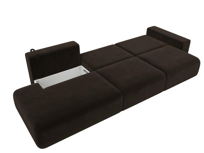 Диван прямой Лига-036 НПБ Модерн Лонг подлокотник справа, Микровельвет, Коричневый