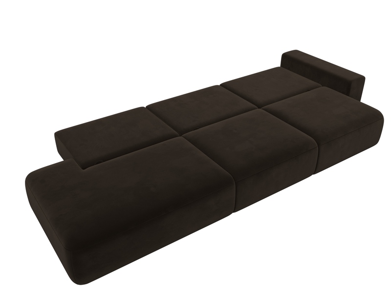 Диван прямой Лига-036 НПБ Модерн Лонг подлокотник справа, Микровельвет, Коричневый