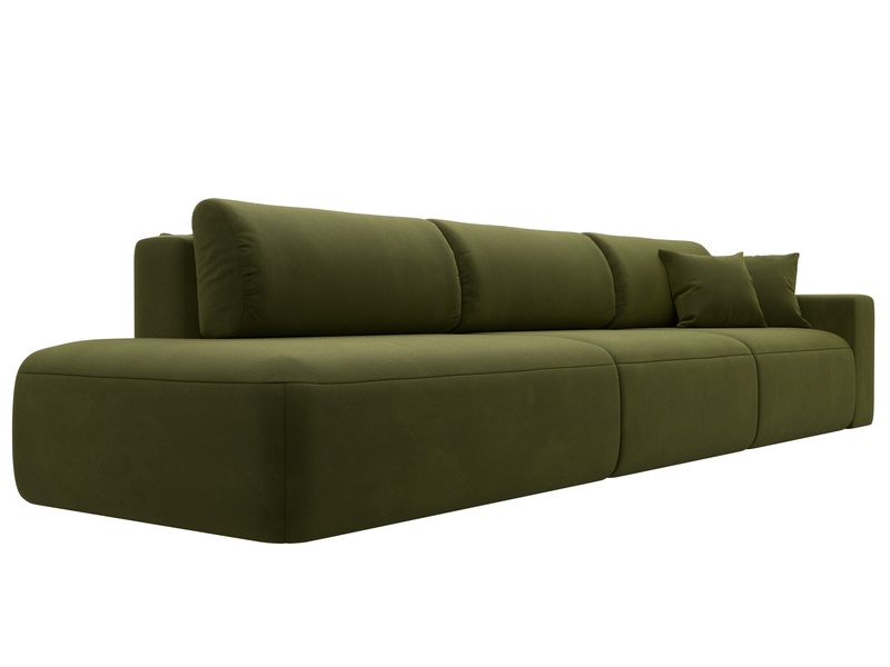 Диван прямой Лига-036 НПБ Модерн Лонг подлокотник справа, Микровельвет, Зеленый