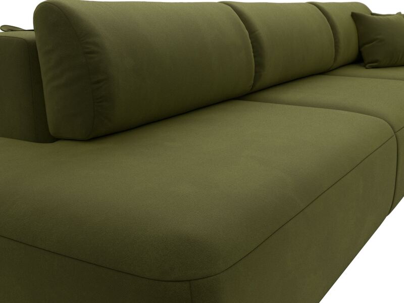 Диван прямой Лига-036 НПБ Модерн Лонг подлокотник справа, Микровельвет, Зеленый