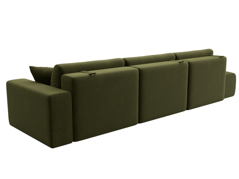 Диван прямой Лига-036 НПБ Модерн Лонг подлокотник справа, Микровельвет, Зеленый