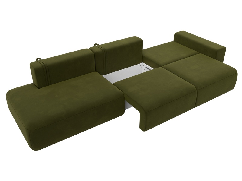Диван прямой Лига-036 НПБ Модерн Лонг подлокотник справа, Микровельвет, Зеленый