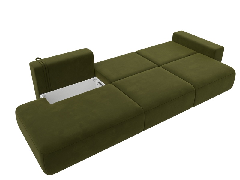 Диван прямой Лига-036 НПБ Модерн Лонг подлокотник справа, Микровельвет, Зеленый