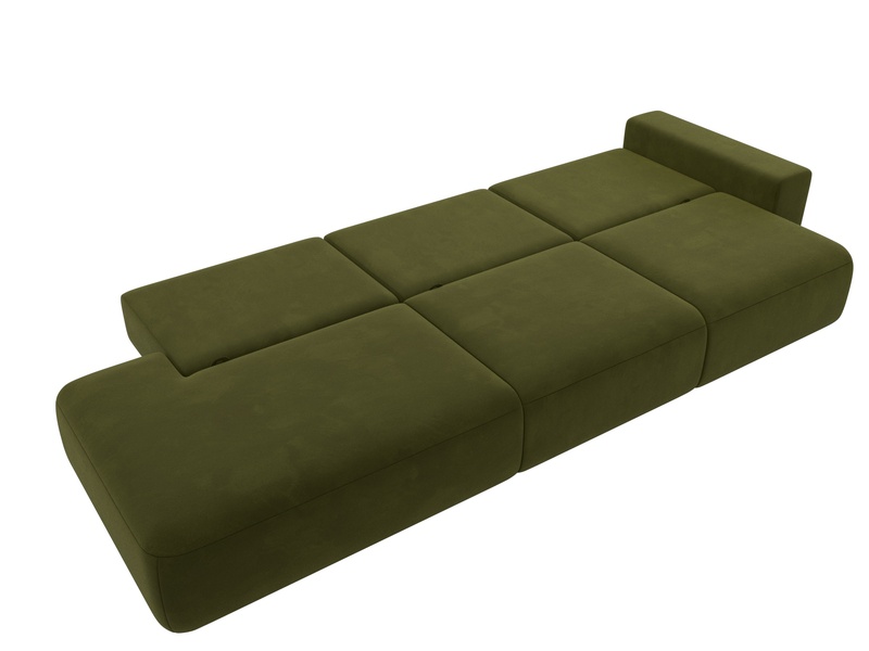 Диван прямой Лига-036 НПБ Модерн Лонг подлокотник справа, Микровельвет, Зеленый