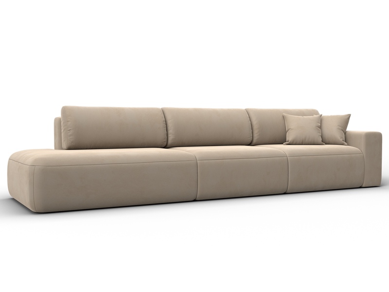 Диван прямой Лига-036 НПБ Модерн Лонг подлокотник справа, Велюр, SEVEN 729 бежевый