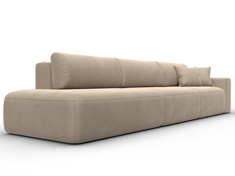 Диван прямой Лига-036 НПБ Модерн Лонг подлокотник справа, Велюр, SEVEN 729 бежевый