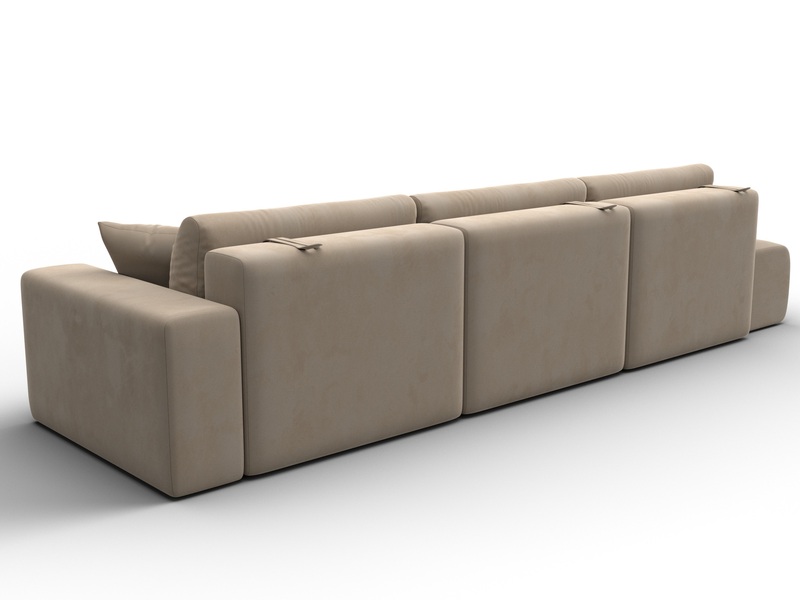 Диван прямой Лига-036 НПБ Модерн Лонг подлокотник справа, Велюр, SEVEN 729 бежевый