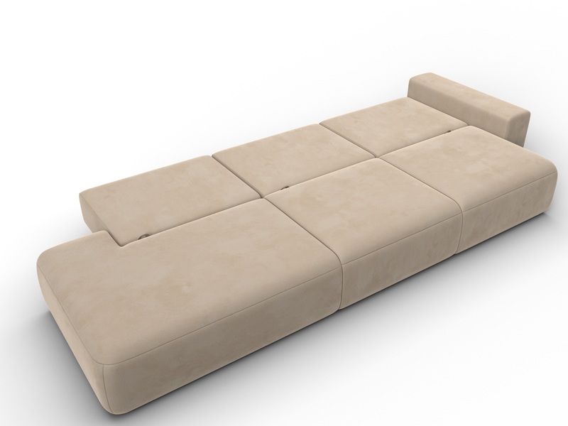 Диван прямой Лига-036 НПБ Модерн Лонг подлокотник справа, Велюр, SEVEN 729 бежевый