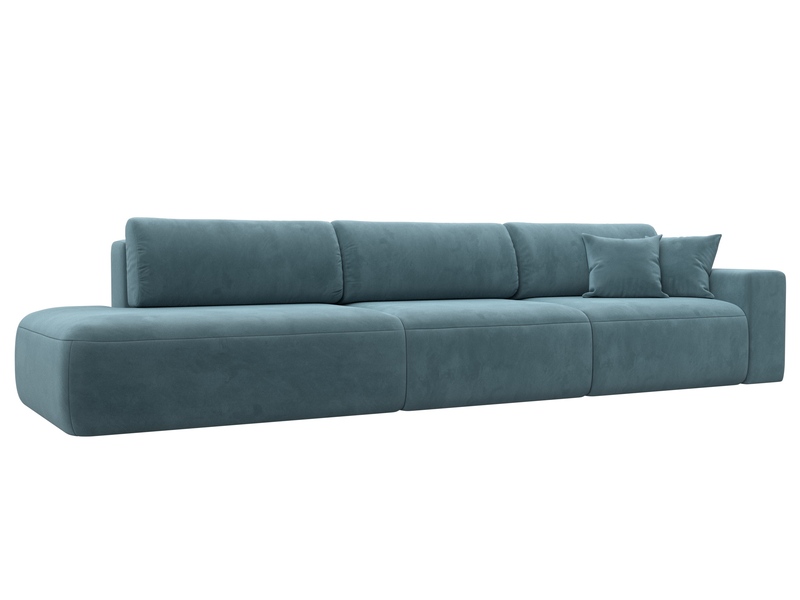 Диван прямой Лига-036 НПБ Модерн Лонг подлокотник справа, Велюр, SEVEN 113 бирюзовый