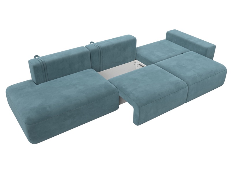 Диван прямой Лига-036 НПБ Модерн Лонг подлокотник справа, Велюр, SEVEN 113 бирюзовый