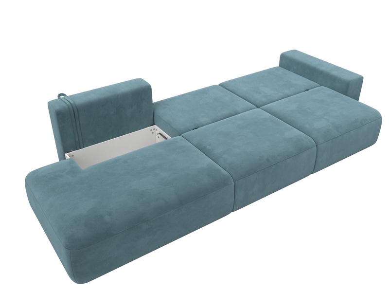 Диван прямой Лига-036 НПБ Модерн Лонг подлокотник справа, Велюр, SEVEN 113 бирюзовый